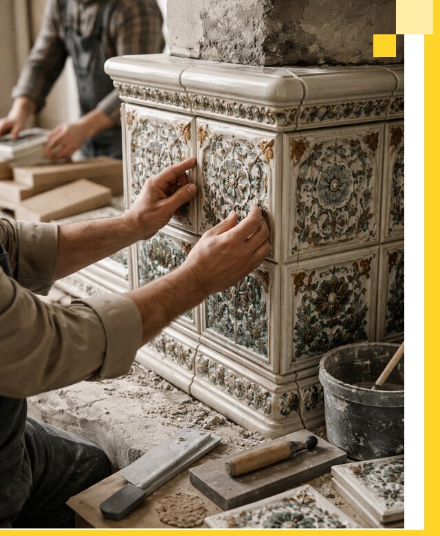 Изразцовые камины под ключ в Устях-Лабинске: проект и монтаж