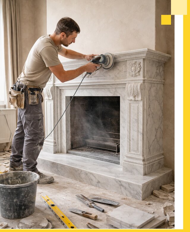 Изготовление и установка мраморных каминов в Устях-Лабинске под ключ