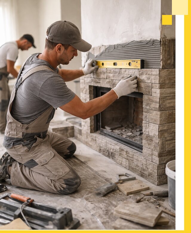 Облицовка каминов в Устях-Лабинске, монтаж и отделка натуральным камнем