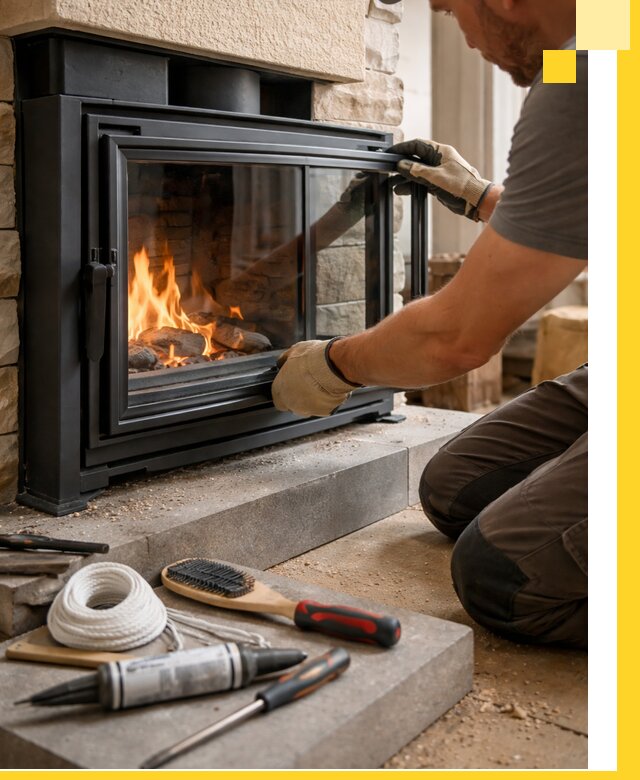 Производство, монтаж и доставка каминов со стеклом в Устях-Лабинске