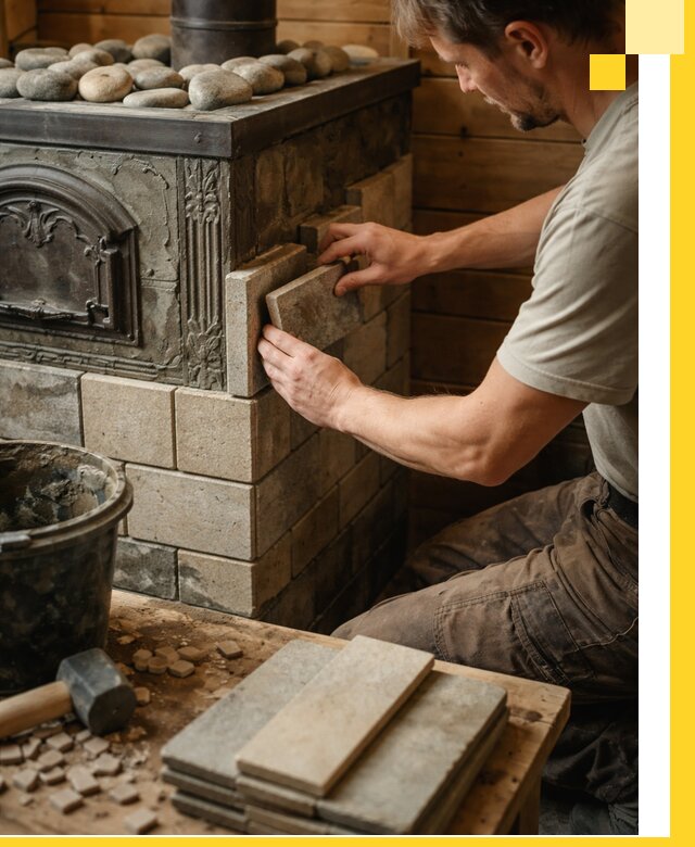 Облицовка банных печей в Устях-Лабинске профессиональная отделка