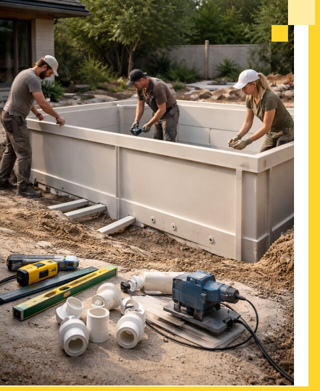 Установка полипропиленовых бассейнов под ключ в Устях-Лабинске