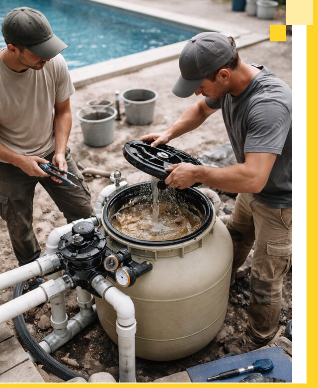 Установка и обслуживание песочных фильтров для бассейнов в Устях-Лабинске