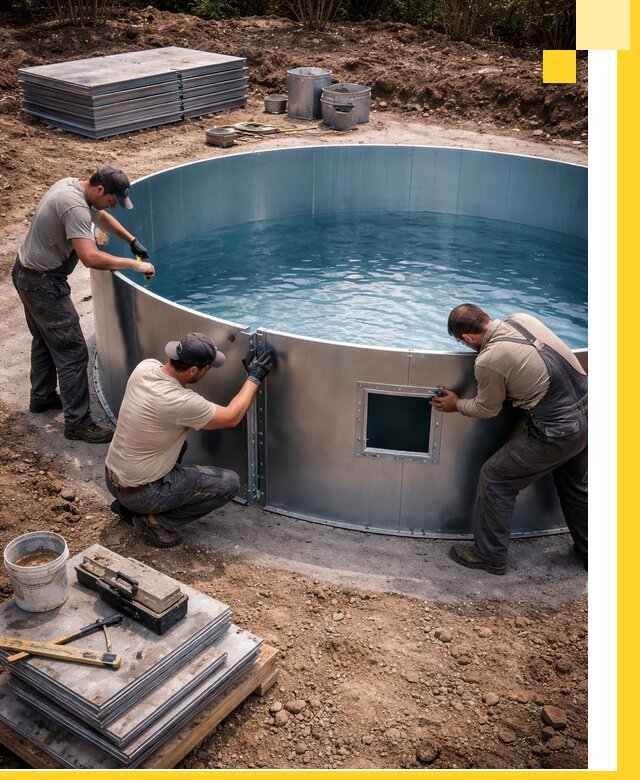 Круглые бассейны под ключ в Устях-Лабинске проектирование и монтаж