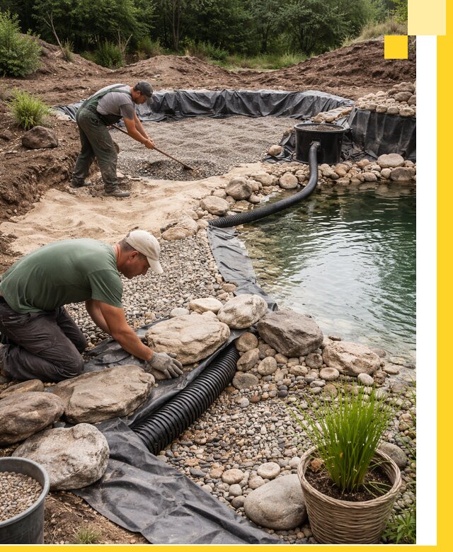 Строительство природных бассейнов и озер в Устях-Лабинске под ключ