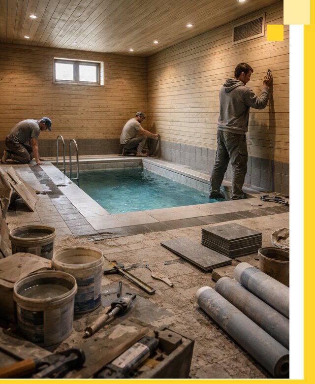 Строительство бани с бассейном и сауной под ключ в Устях-Лабинске