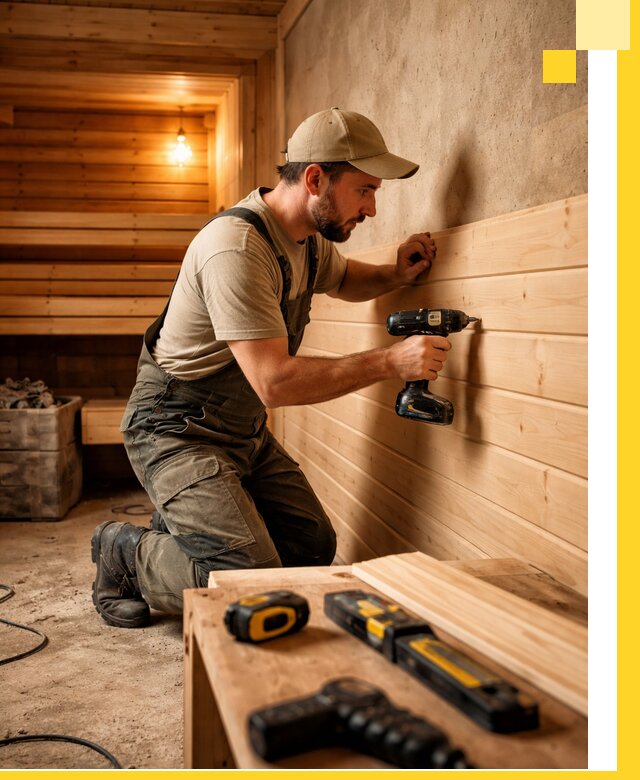 Профессиональная внутренняя отделка бани в Устях-Лабинске под ключ