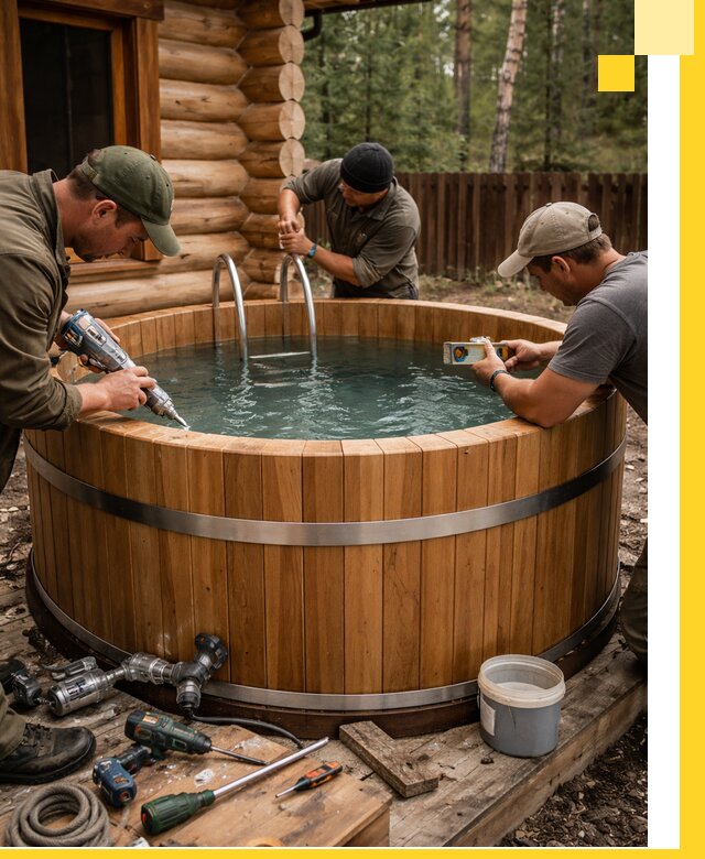 Строительство бань с купелью под ключ и отделкой в Устях-Лабинске