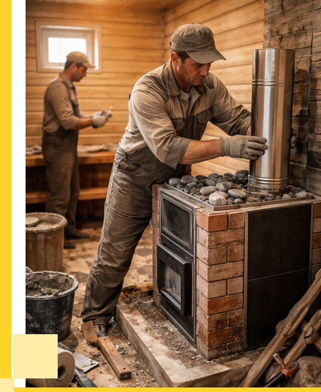 Монтаж печи в бане под ключ в Устях-Лабинске от 20432 р. | ЭриданУлб