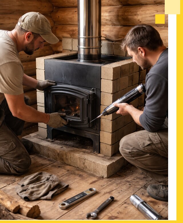 Монтаж и установка печи в бане под ключ с гарантией в Устях-Лабинске