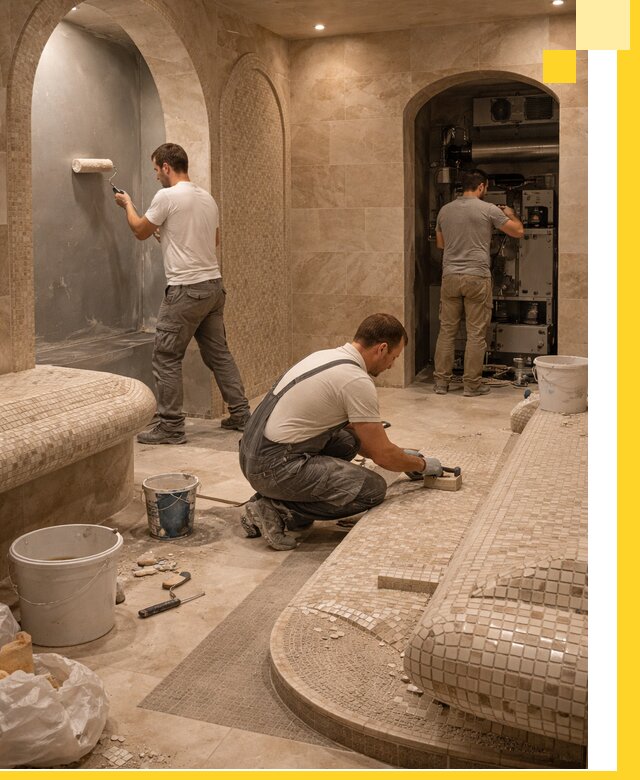 Строительство бани с хамамом и бассейном под ключ в Устях-Лабинске