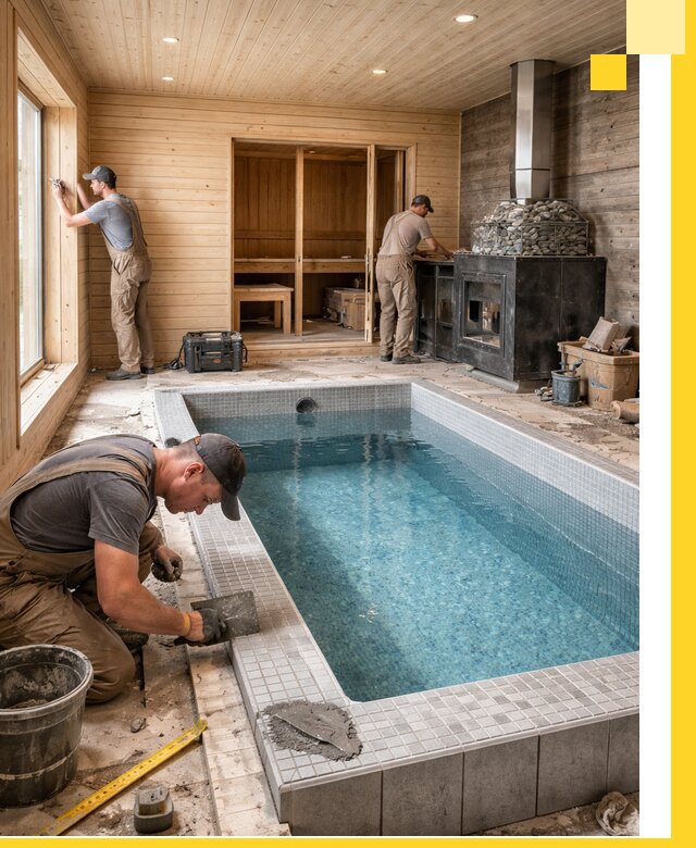 Проект бани с бассейном и сауной в Устях-Лабинске под ключ