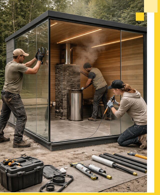 Проектирование и строительство стеклянных бань в Устях-Лабинске