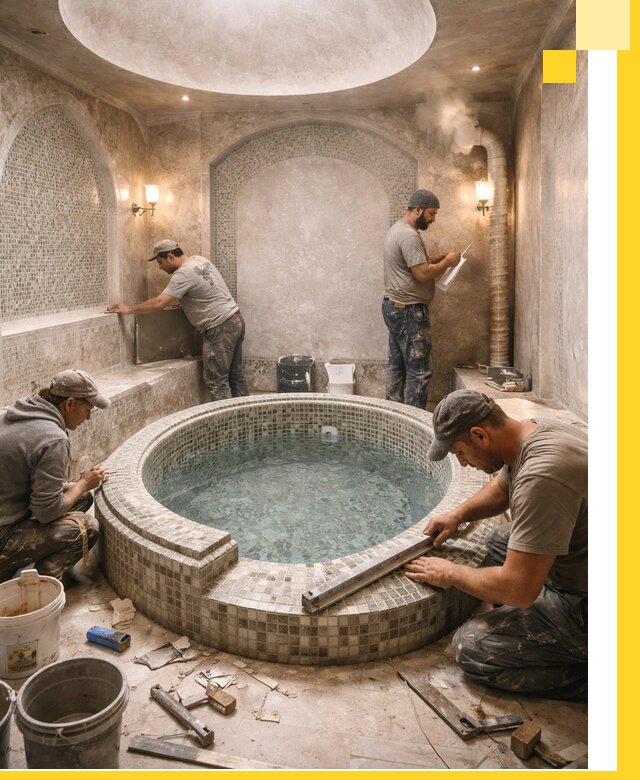 Профессиональное строительство хамама с бассейном в Устях-Лабинске под ключ