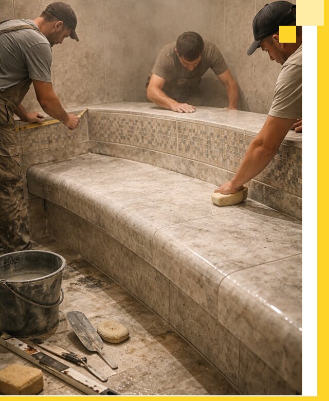 Изготовление и установка сидений для хамама в Устях-Лабинске