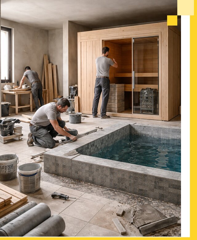 SPA зоны под ключ с бассейном сауной и печью в Устях-Лабинске